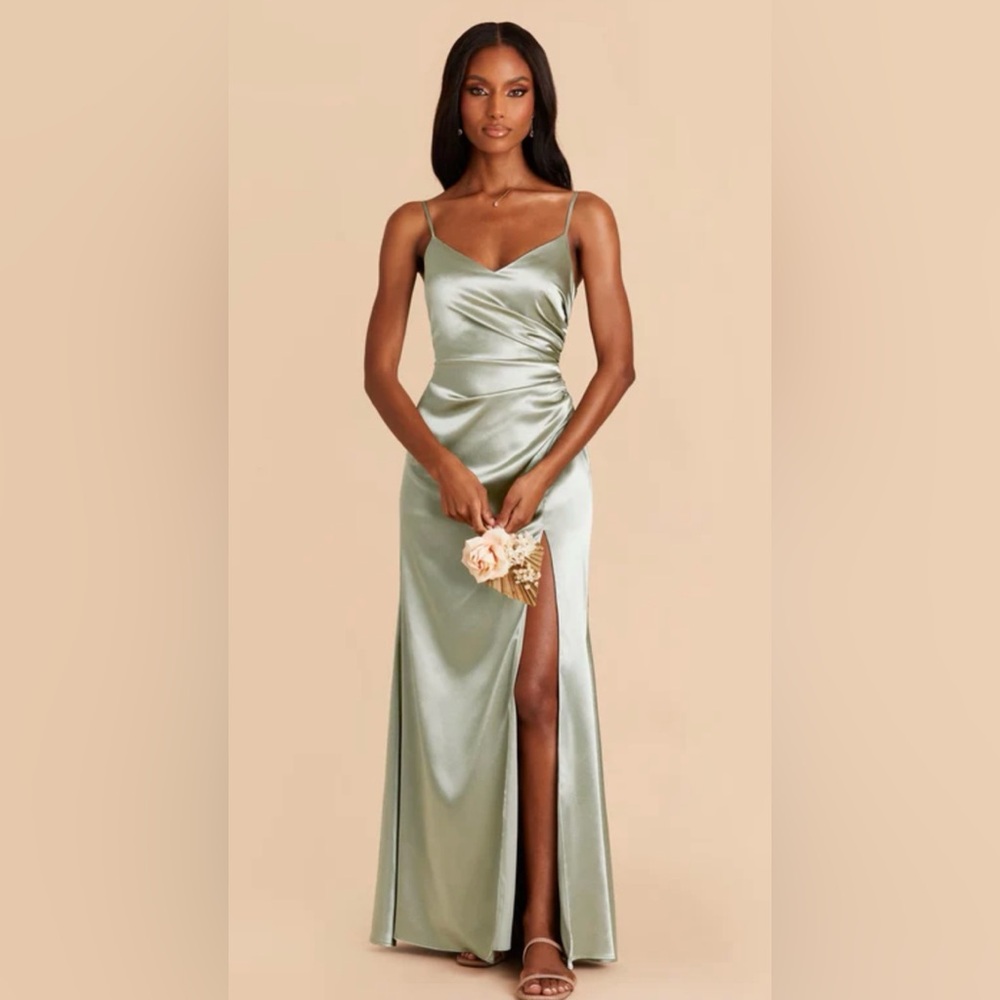 Elegant Sage Green Satin Dress